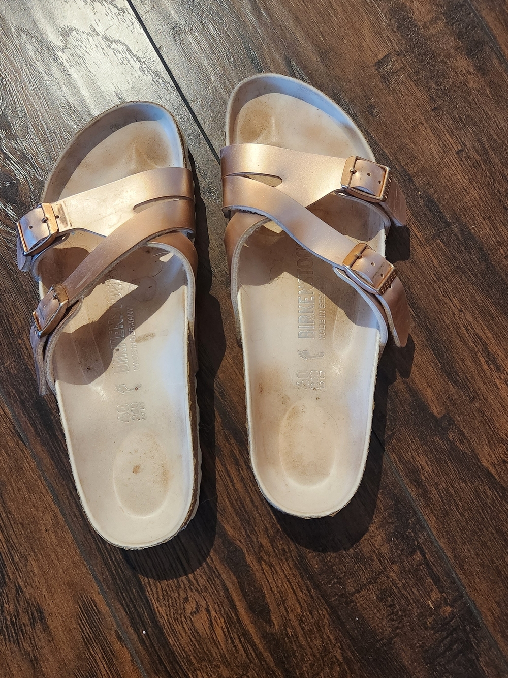 Birkenstock Yao Balance Sandals Anthropologie EU 40 US 9 Rose Gold Metallic Luxe